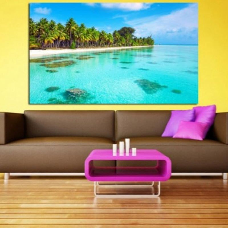 Πίνακας σε καμβά με Τοπία Παραλία με φοίνικες